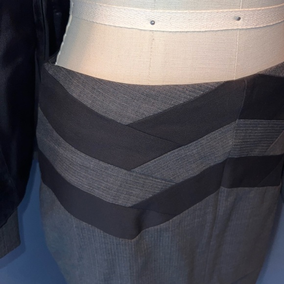 BCBGMAXAZRIA two-piece women’s gray and black striped  skirt suit - Picture 5 of 13
